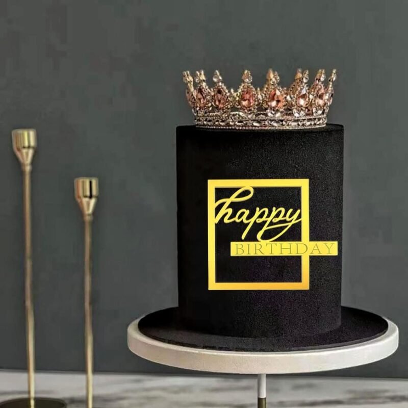 Acrylic Happy Birthday Cake Toppers Happy Birthday Cupcake Topper Hollow Frame Side Cake Topper Cake Decorations Cake Inserts Cake Decor Happy Birthday Decorations Cake Decorating Supplies,3pcs