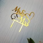 Mr and Mrs Cake Topper, Bride and Groom Sign Wedding/Engagement Cake Toppers Decoration, Mirror Gold Acrylic